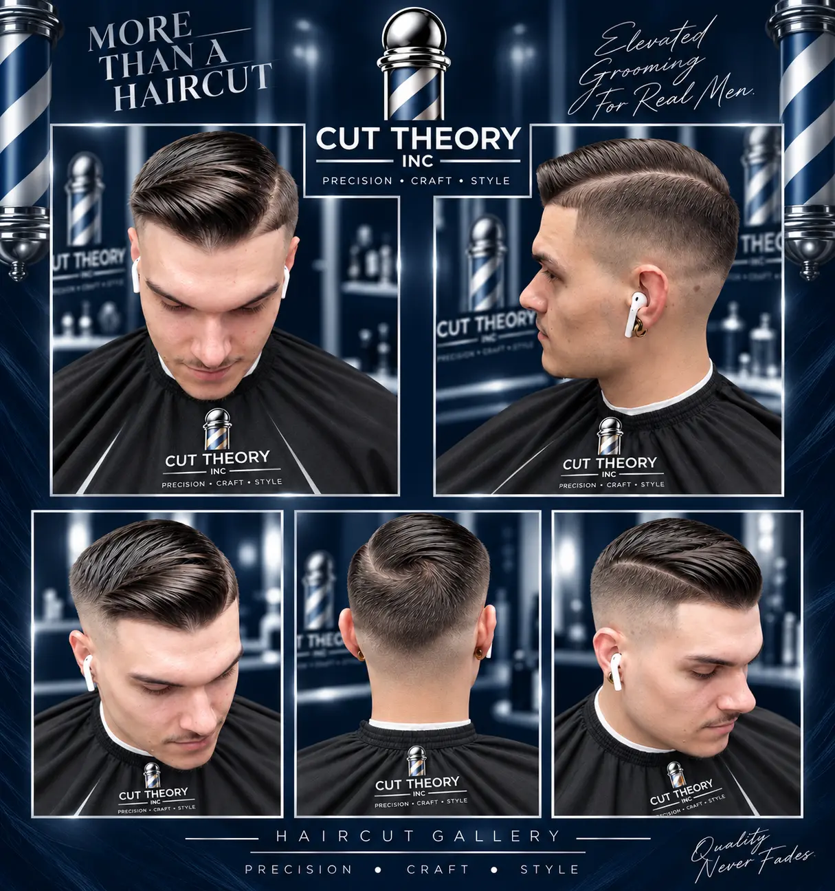 Curly top fade with crisp line-up on young client