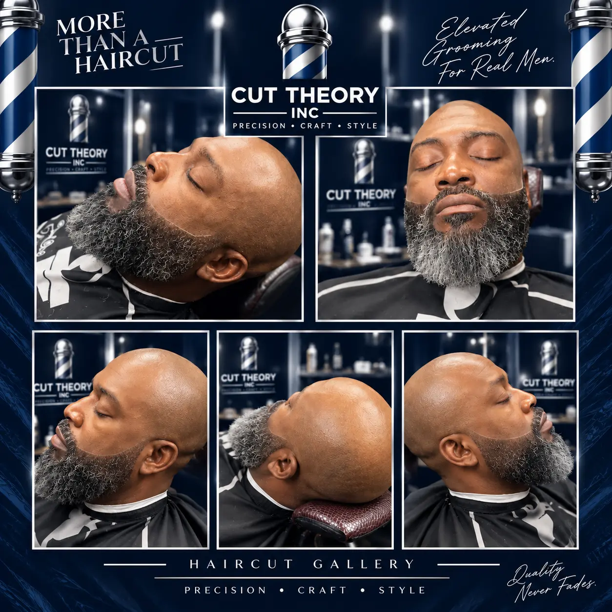 Adult client with 360 waves and clean beard taper